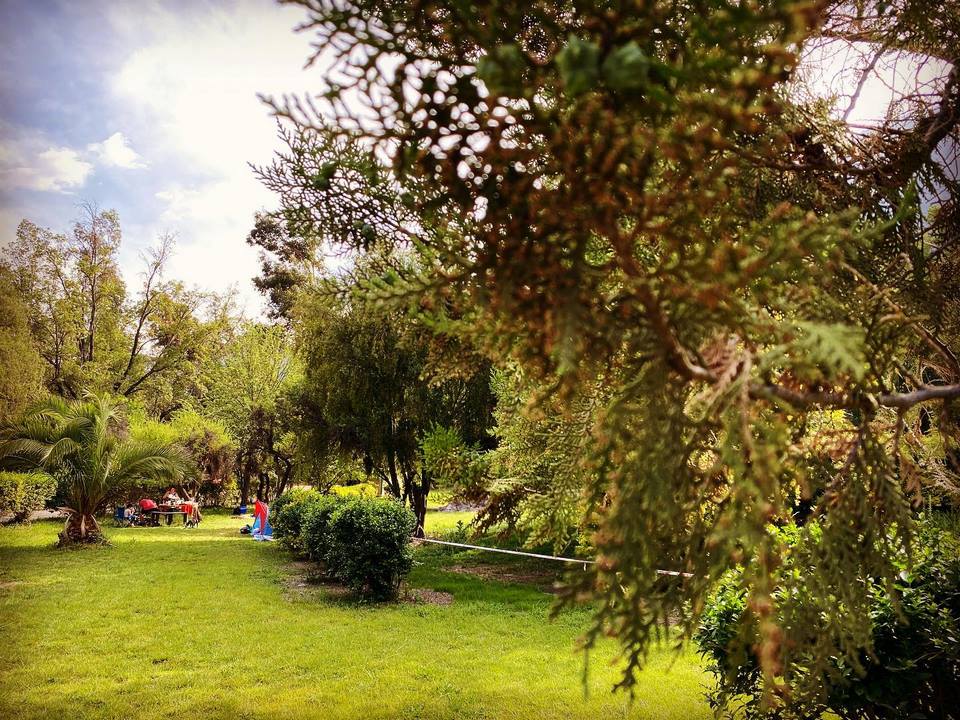 Letrero de madera que indica zona de picnic en Camping La Isla